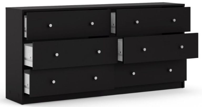 May Black 6 Drawer Wide Chest