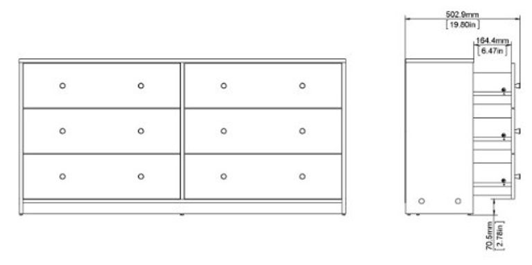 May Black 6 Drawer Wide Chest