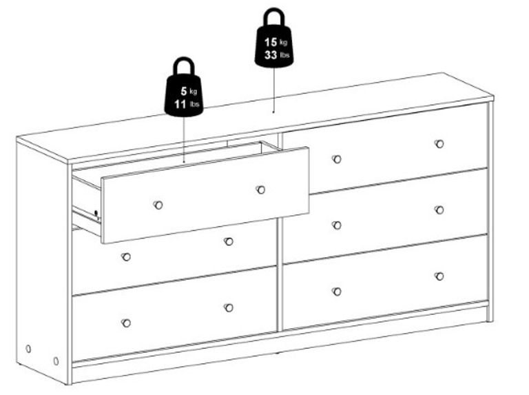 May Black 6 Drawer Wide Chest