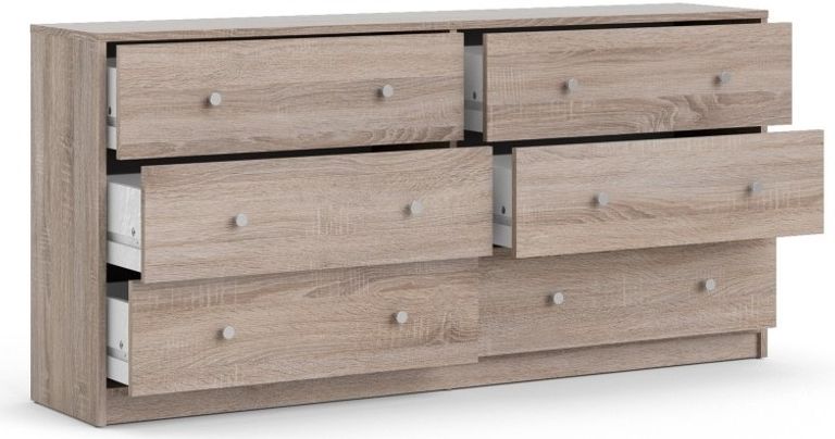May Oak Effect 6 Drawer Wide Chest