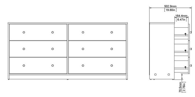 May Oak Effect 6 Drawer Wide Chest