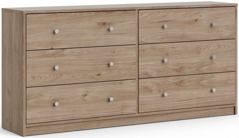 May Oak Effect 6 Drawer Wide Chest