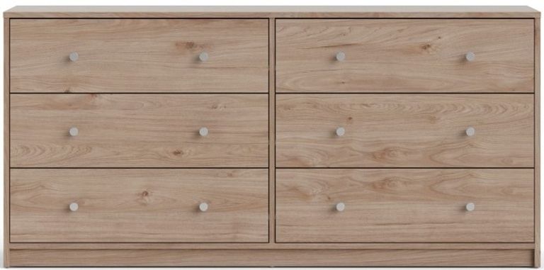 May Oak Effect 6 Drawer Wide Chest