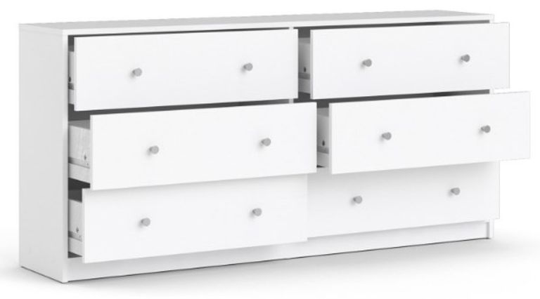 May White 6 Drawer Wide Chest