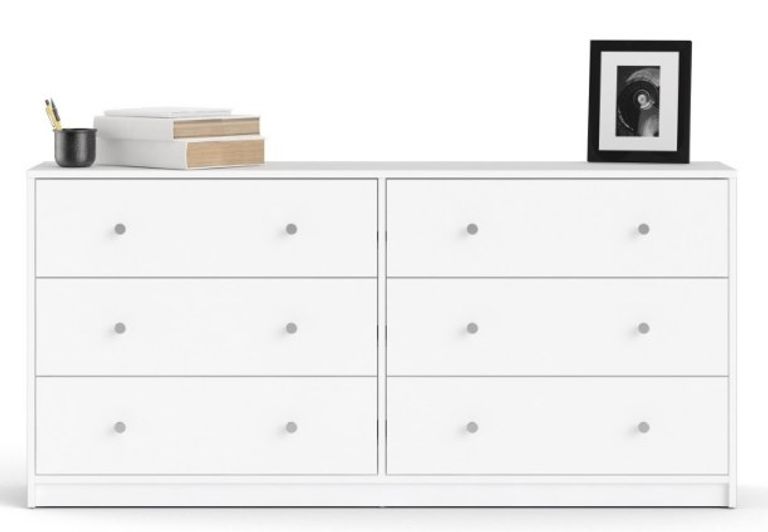 May White 6 Drawer Wide Chest