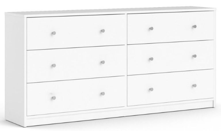 May White 6 Drawer Wide Chest