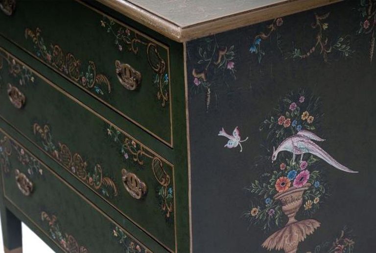 Meerut Green Fountain Design 3 Drawer Small Chest