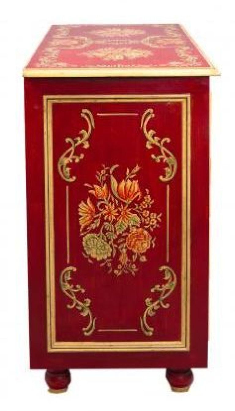 Meerut Red Floral Design 4 Drawer Chest