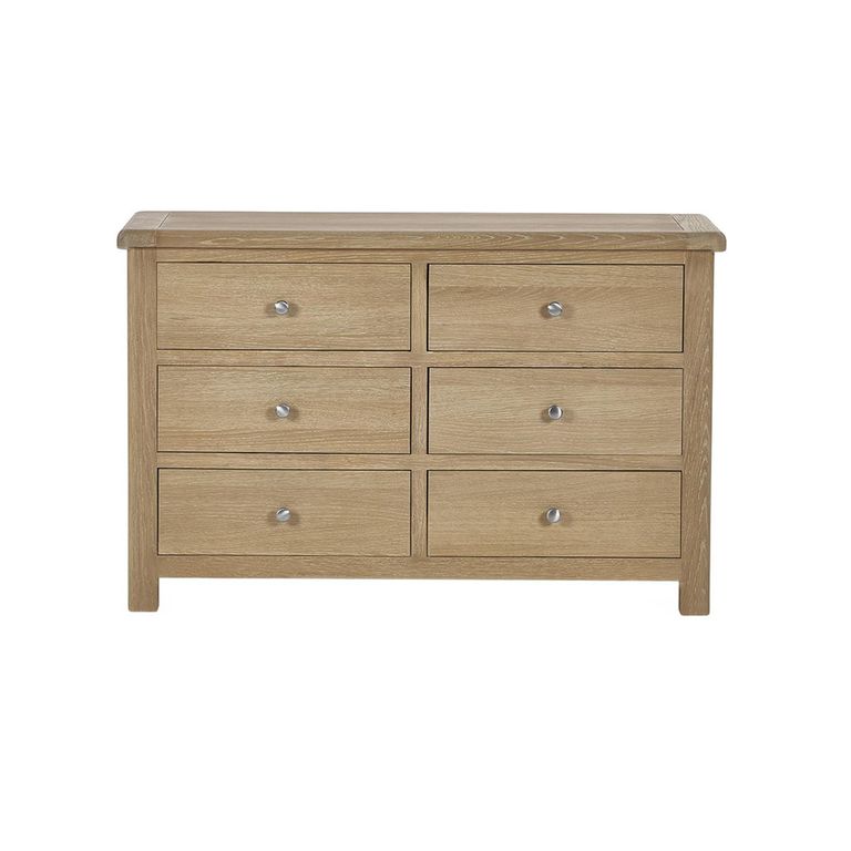 Memphis Chest of Drawers - 6 Drawer - Wide - Oak Effect