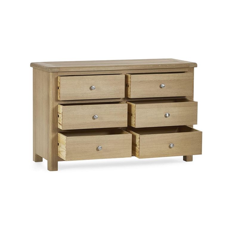 Memphis Chest of Drawers - 6 Drawer - Wide - Oak Effect