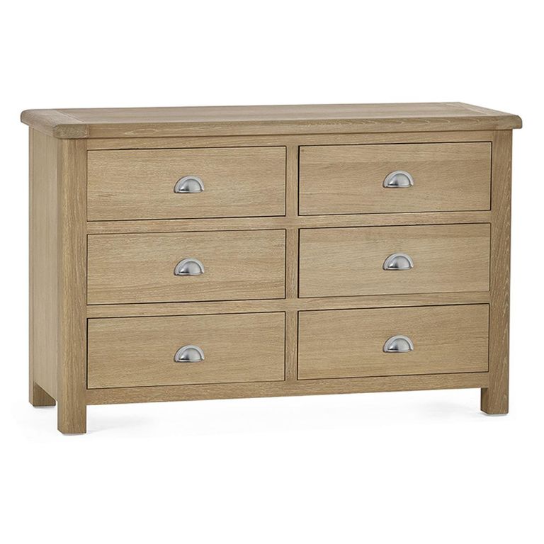 Memphis Chest of Drawers - 6 Drawer - Wide - Oak Effect