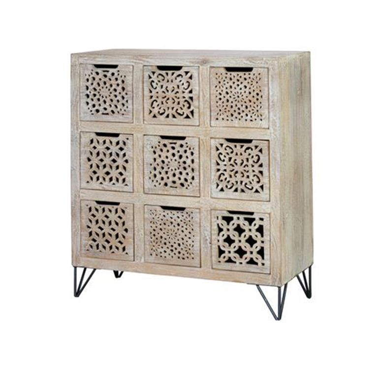 Micco Chest - Carved Mango Wood - Multi Drawer