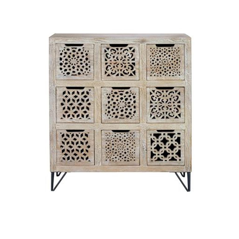 Micco Chest - Carved Mango Wood - Multi Drawer