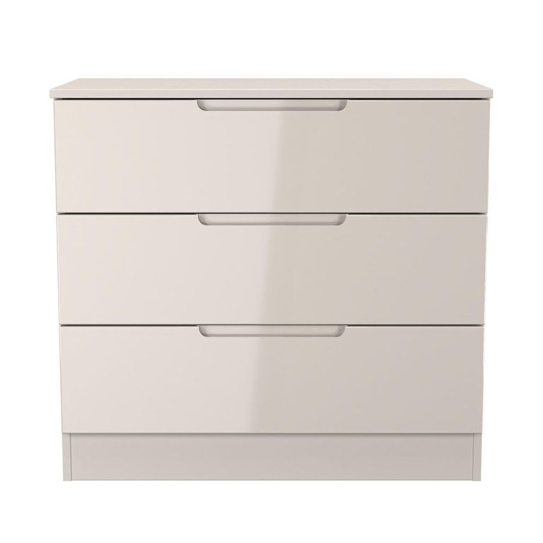Milan Cashmere Gloss 3 Drawer Small Chest