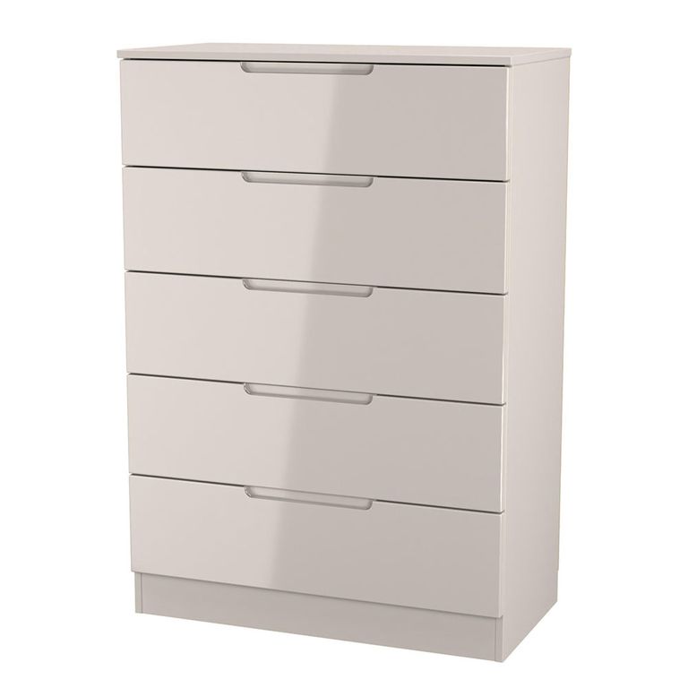 Milan Cashmere Gloss 5 Drawer Chest
