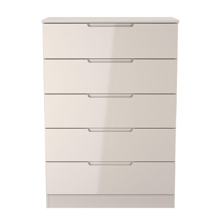 Milan Cashmere Gloss 5 Drawer Chest