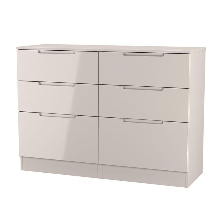 Milan Cashmere Gloss 6 Drawer Midi Chest