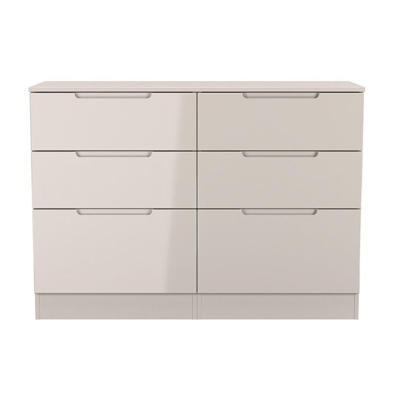Milan Cashmere Gloss 6 Drawer Midi Chest