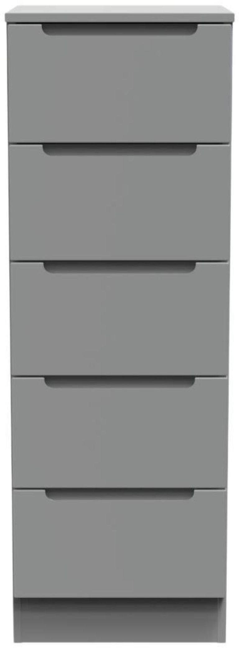 Milan Grey 5 Drawer Narrow Chest