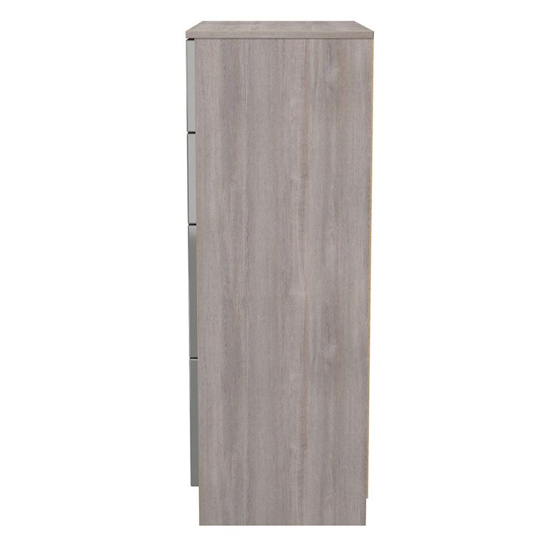 Milan Grey Gloss and Grey Oak 4 Drawer Deep Chest