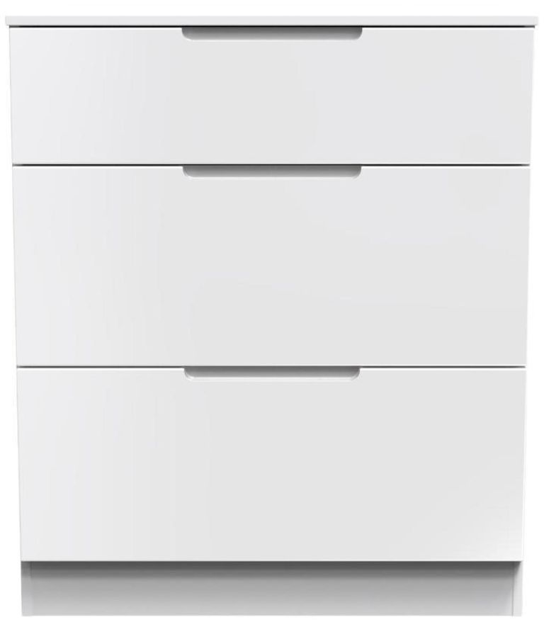 Milan White Gloss 3 Drawer Deep Chest