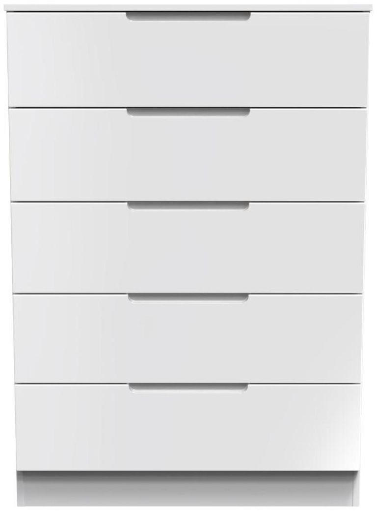 Milan White Gloss 5 Drawer Chest