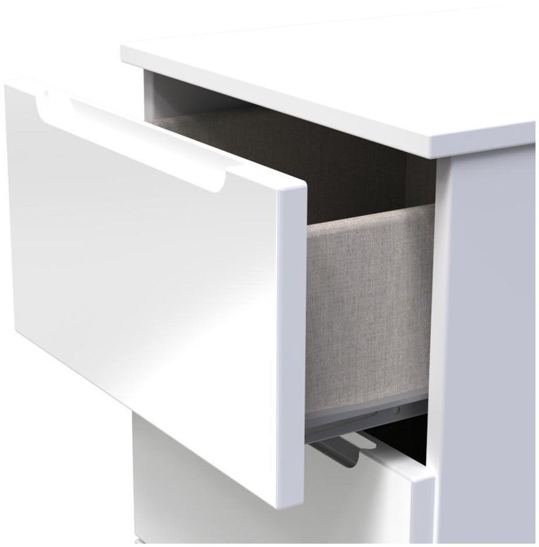 Milan White Gloss 5 Drawer Narrow Chest