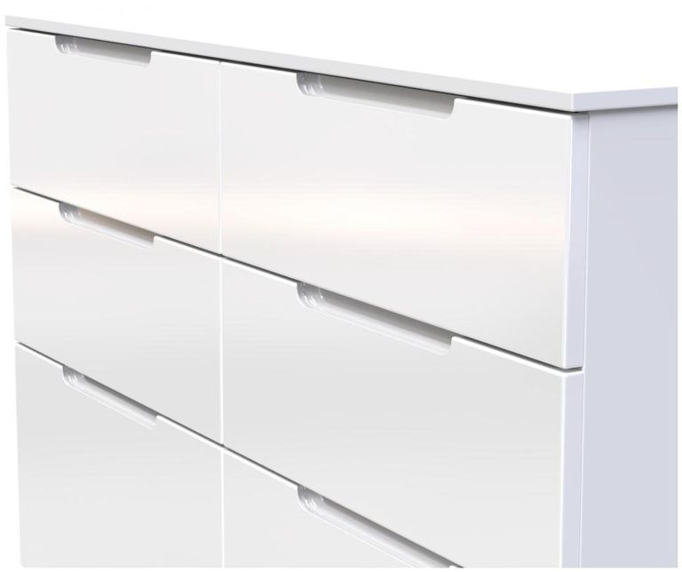 Milan White Gloss 6 Drawer Midi Chest