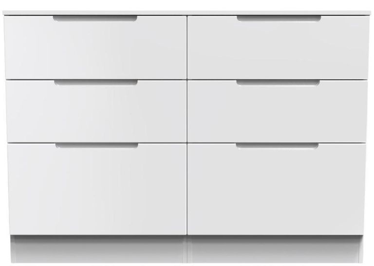 Milan White Gloss 6 Drawer Midi Chest
