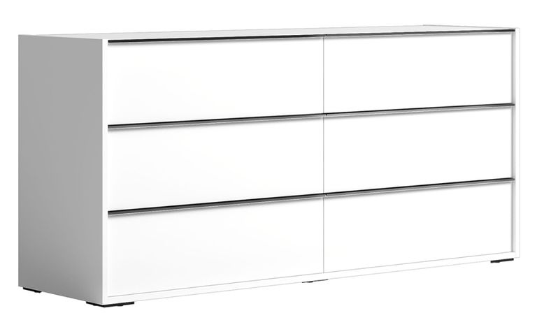 Modern Luna Wide Dresser - 6 Drawer - White