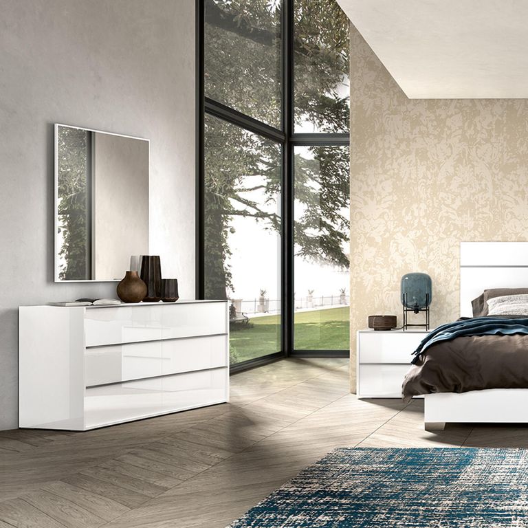 Modern Luna Wide Dresser - 6 Drawer - White