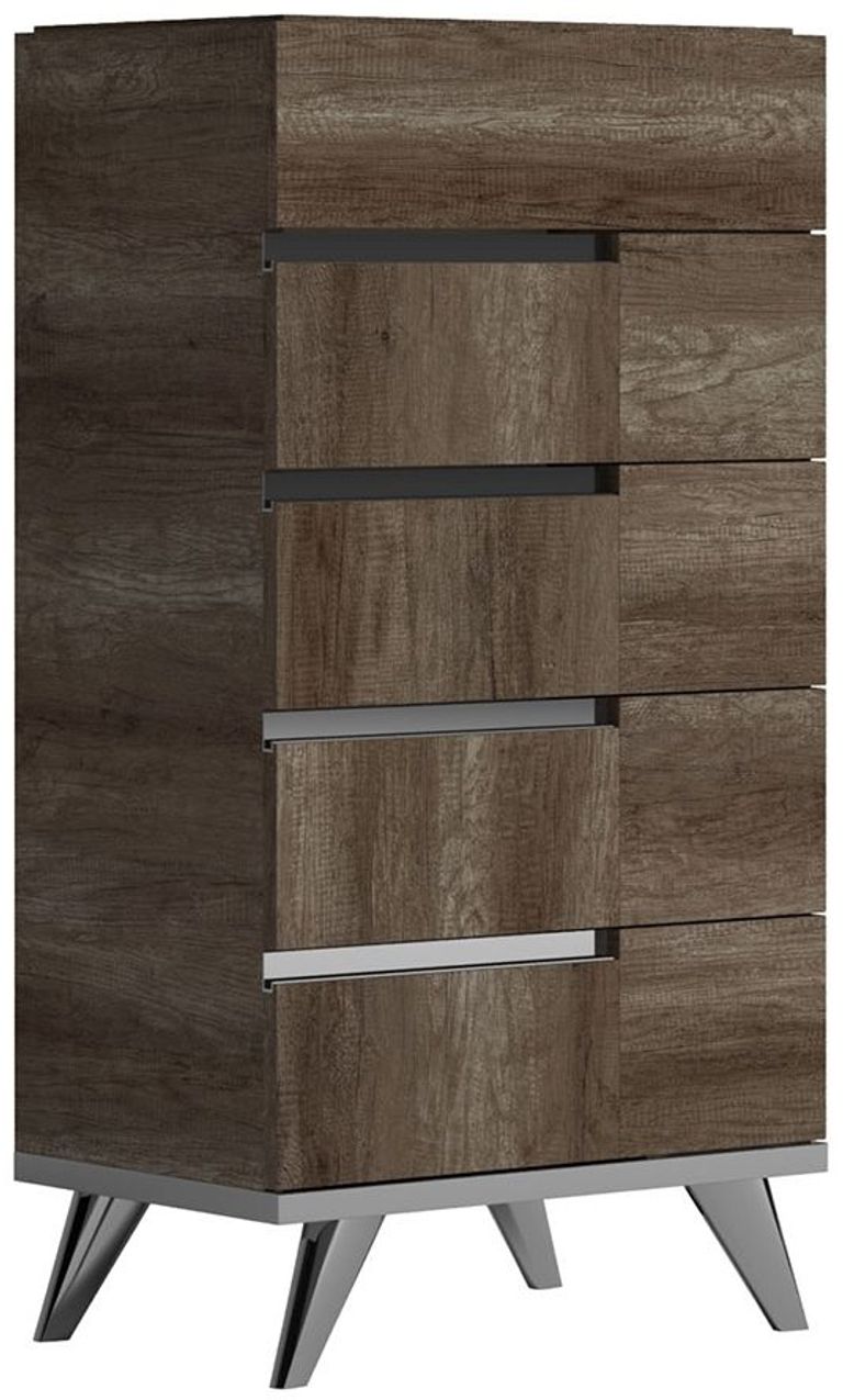 Modern Medea Tall Chest - 5 Drawer - Vintage Oak