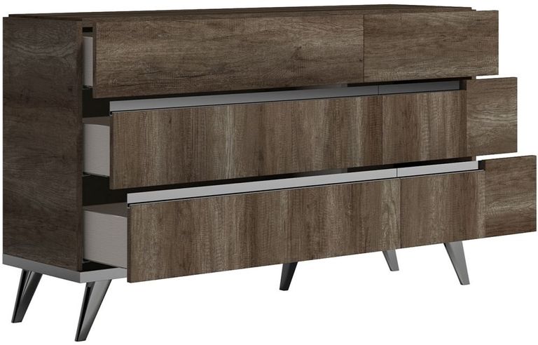 Modern Medea Wide Dresser - 6 Drawer - Vintage Oak