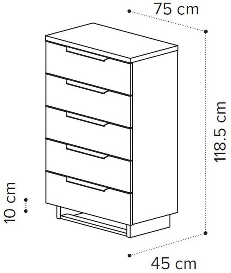 Kimera Chest - 5 Drawer - Midi - White