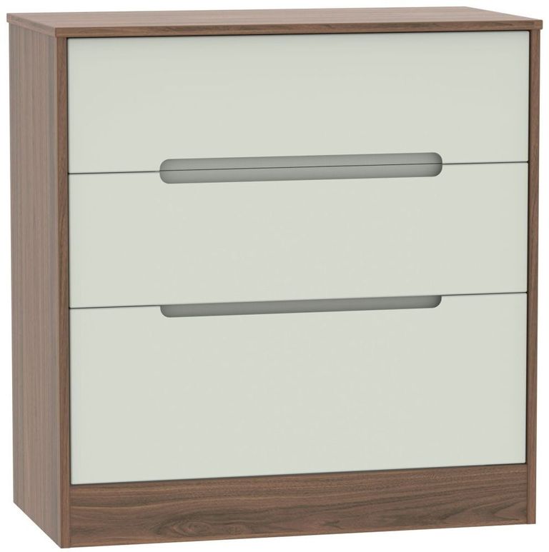 Monaco Cashmere and Carini Walnut 3 Drawer Deep Chest