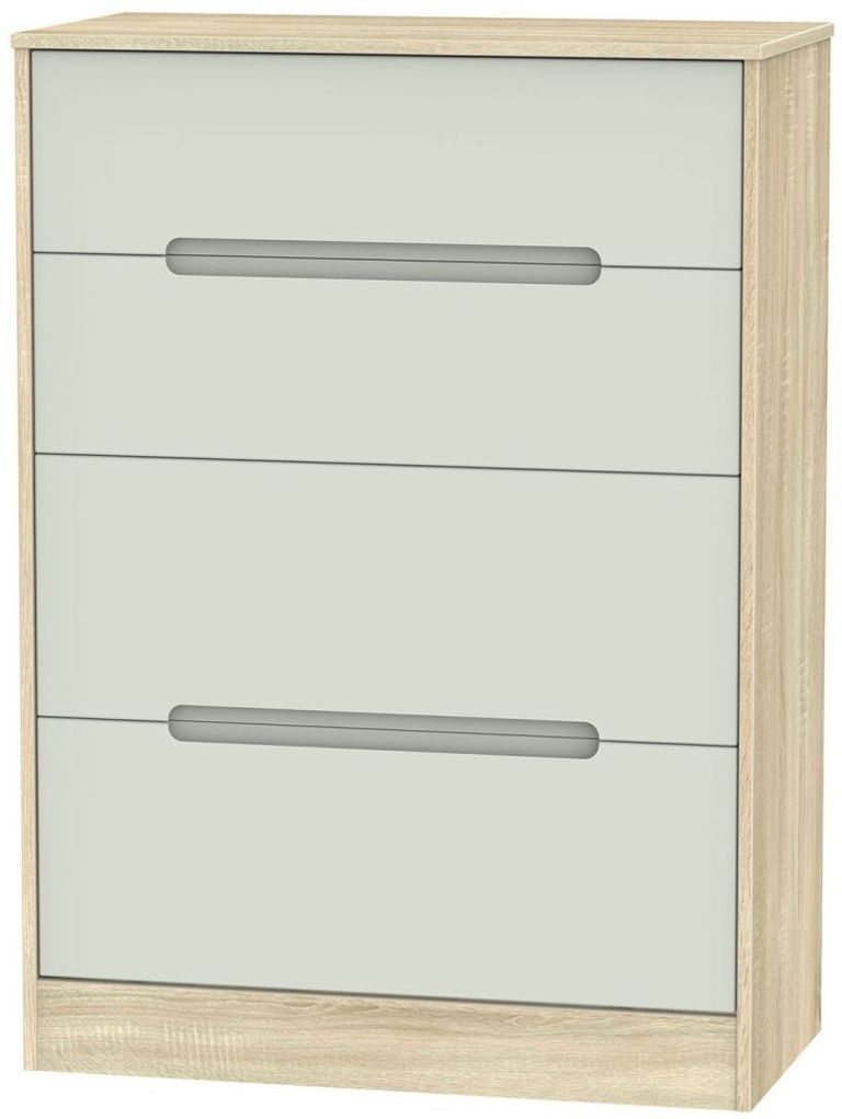 Monaco Cashmere and Oak Effect 4 Drawer Deep Chest