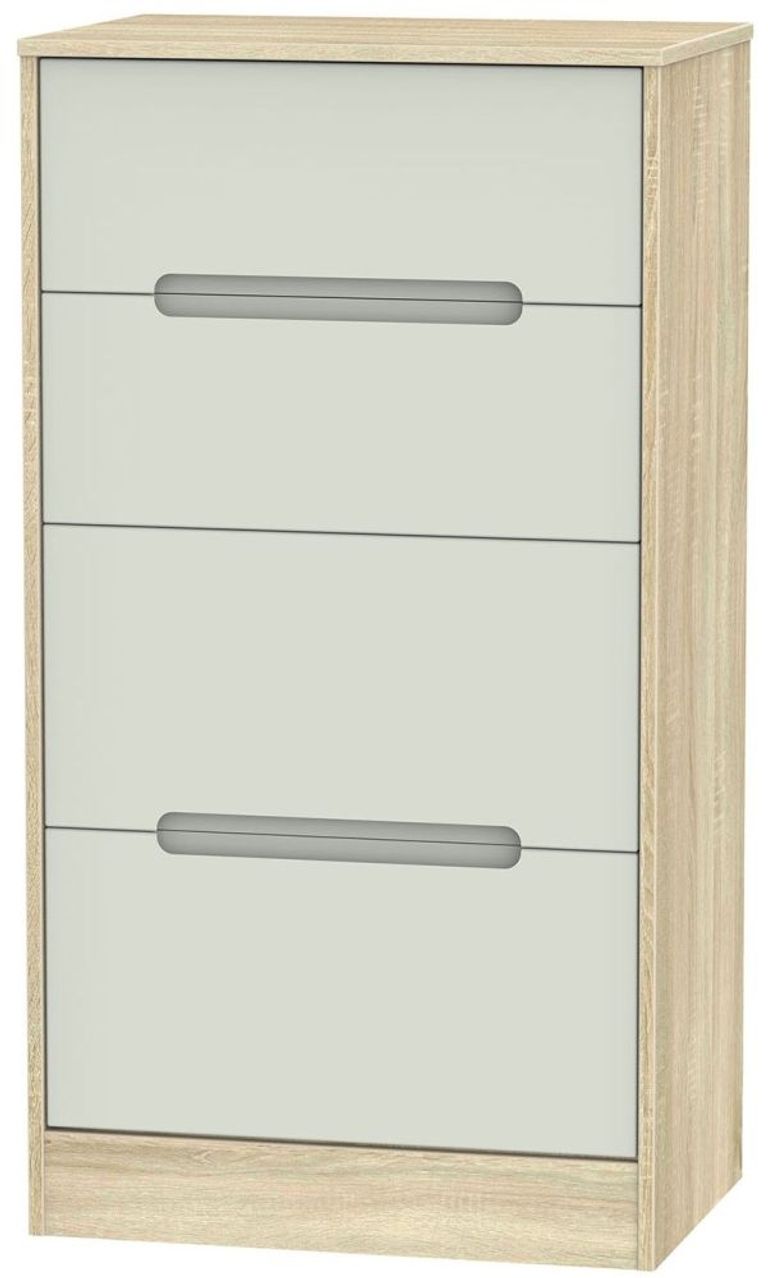 Monaco Cashmere and Oak Effect 4 Drawer Deep Midi Chest