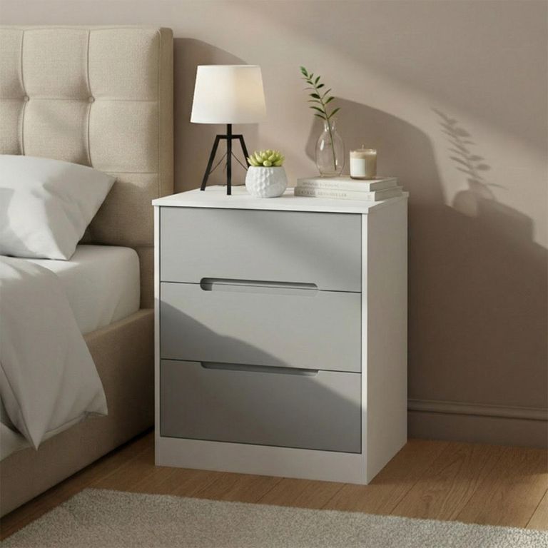 Monaco Chest - Deep - 3 Drawer - Grey Matt and White