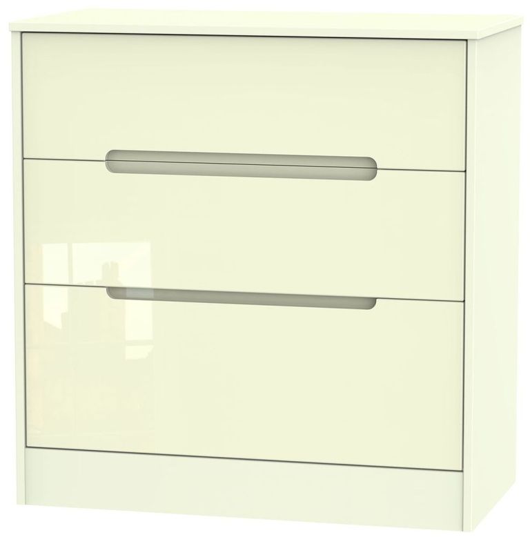Monaco Cream Gloss 3 Drawer Deep Chest