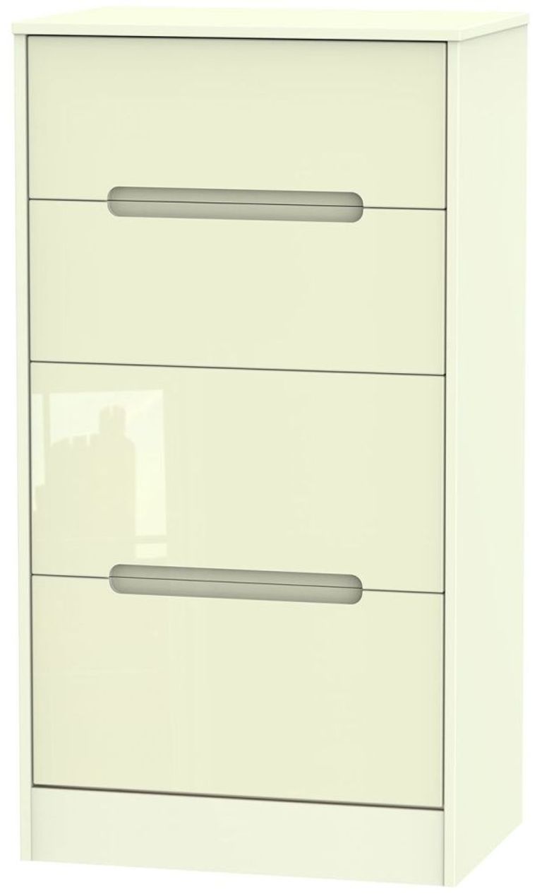 Monaco Cream Gloss 4 Drawer Deep Midi Chest