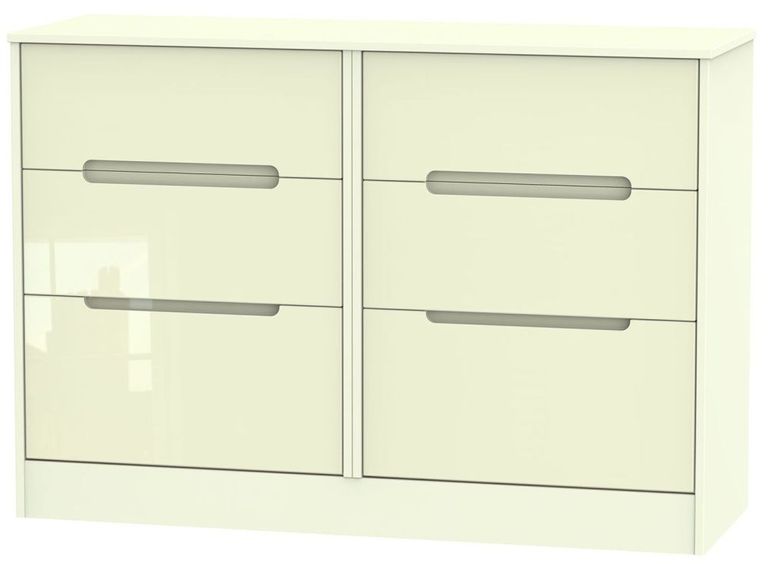 Monaco Cream Gloss 6 Drawer Midi Chest