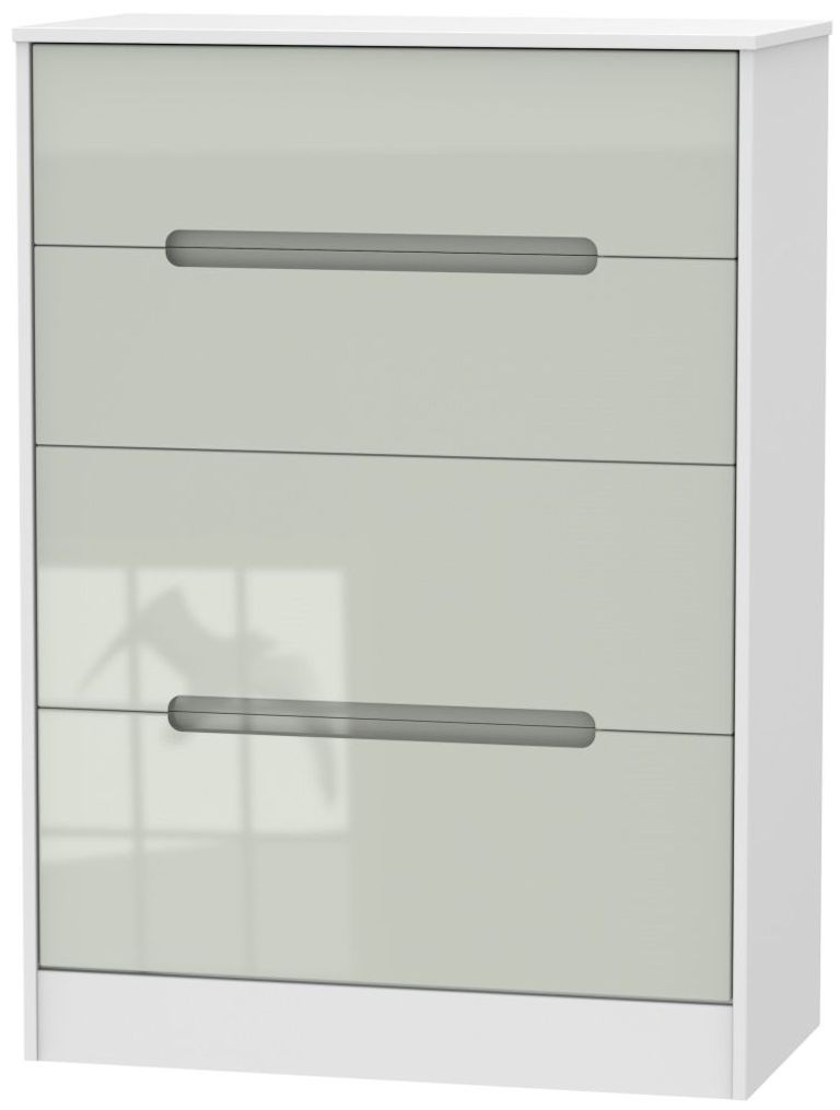 Monaco Gloss Cashmere and White 4 Drawer Deep Chest