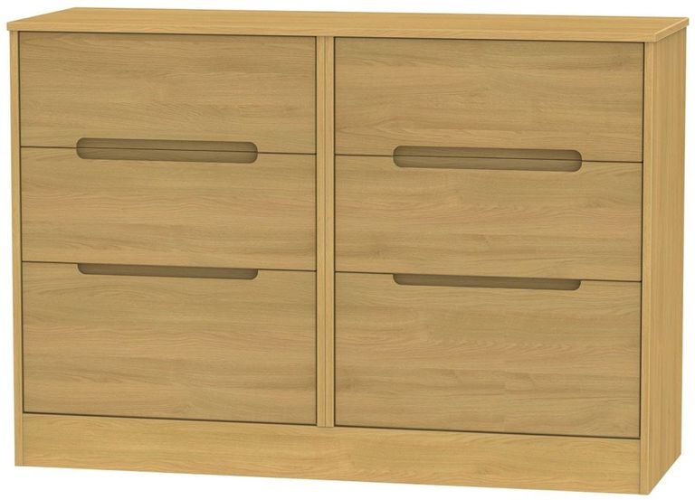 Monaco Modern Oak 6 Drawer Midi Chest