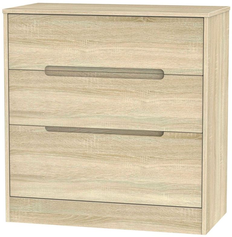 Monaco Oak Effect 3 Drawer Deep Chest