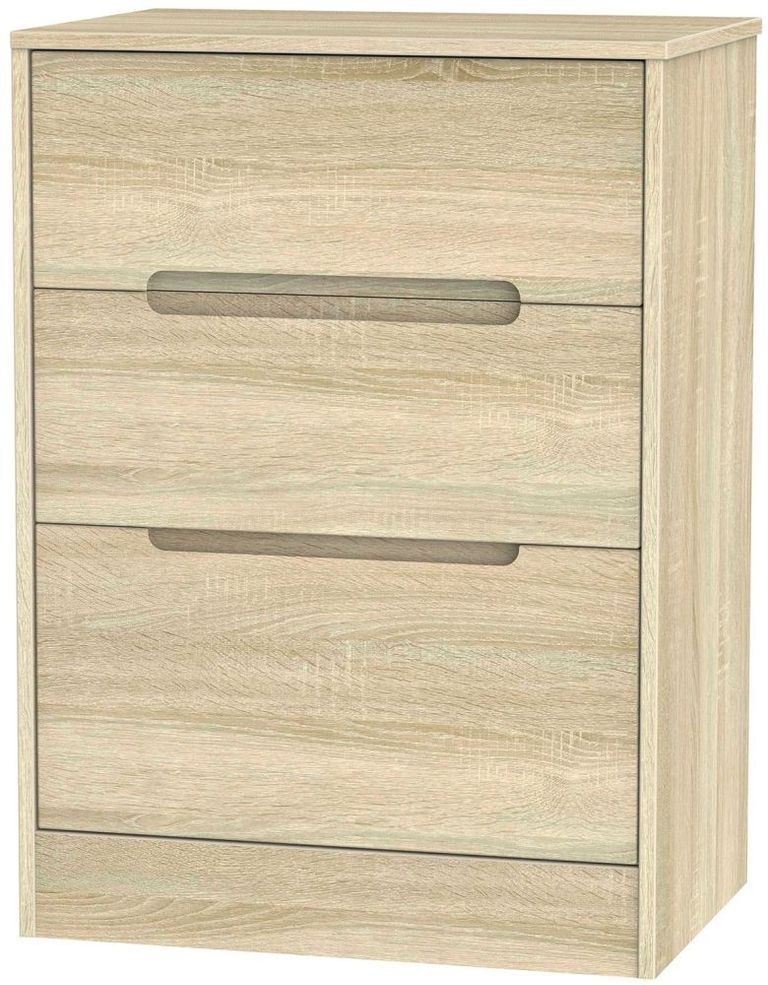 Monaco Oak Effect 3 Drawer Deep Midi Chest