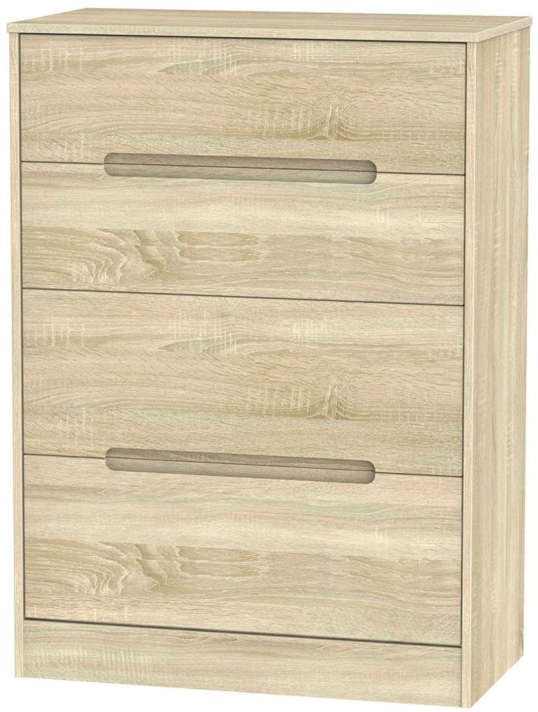 Monaco Oak Effect 4 Drawer Deep Chest