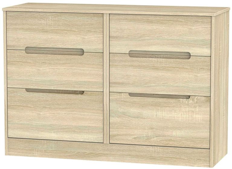 Monaco Oak Effect 6 Drawer Midi Chest