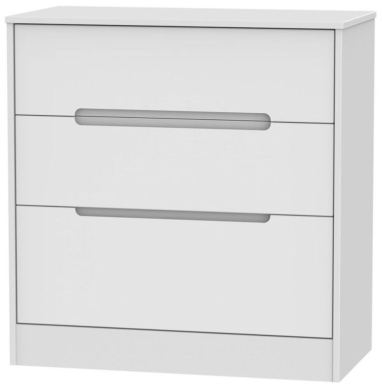 Monaco White 3 Drawer Deep Chest