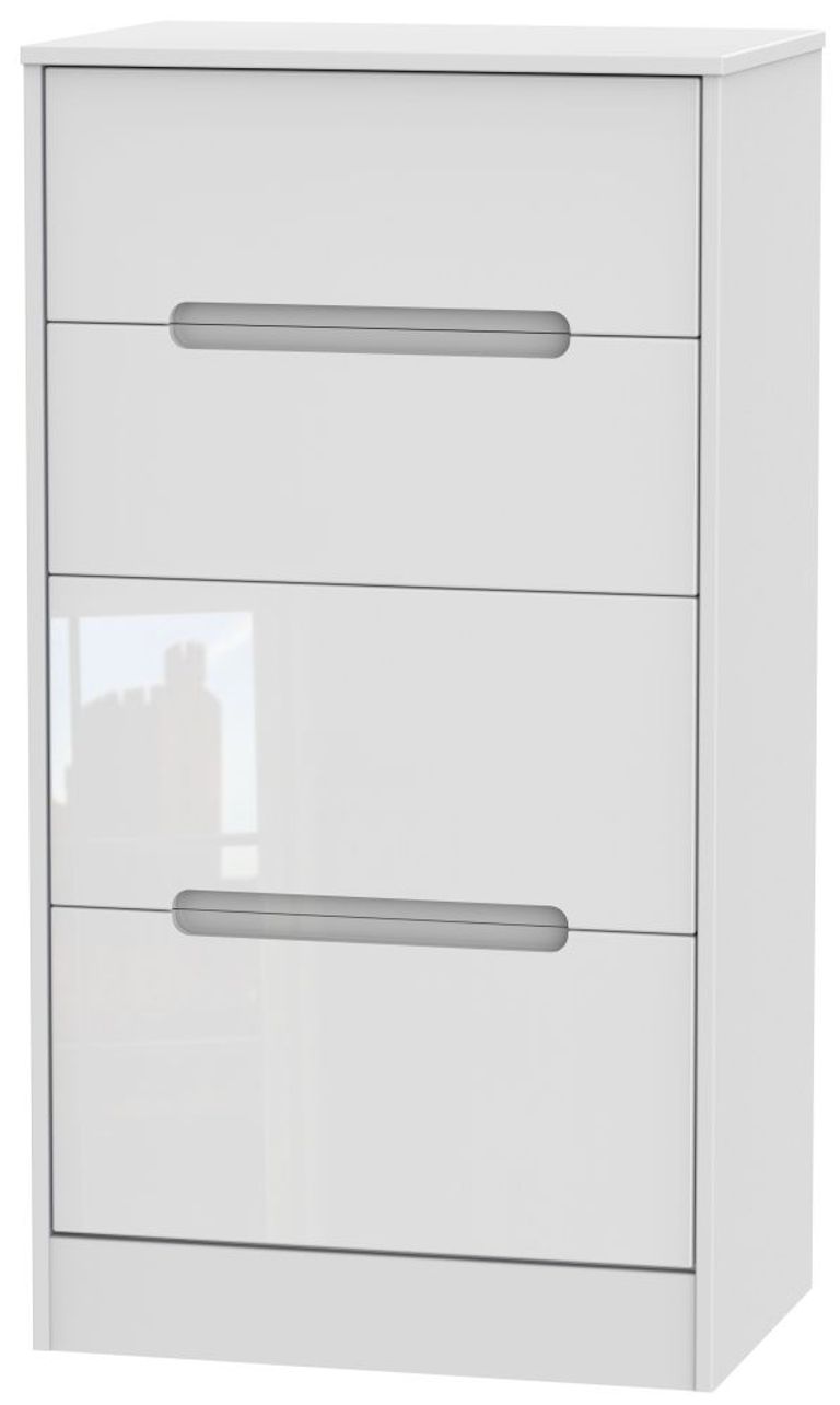 Monaco White Gloss 4 Drawer Deep Midi Chest