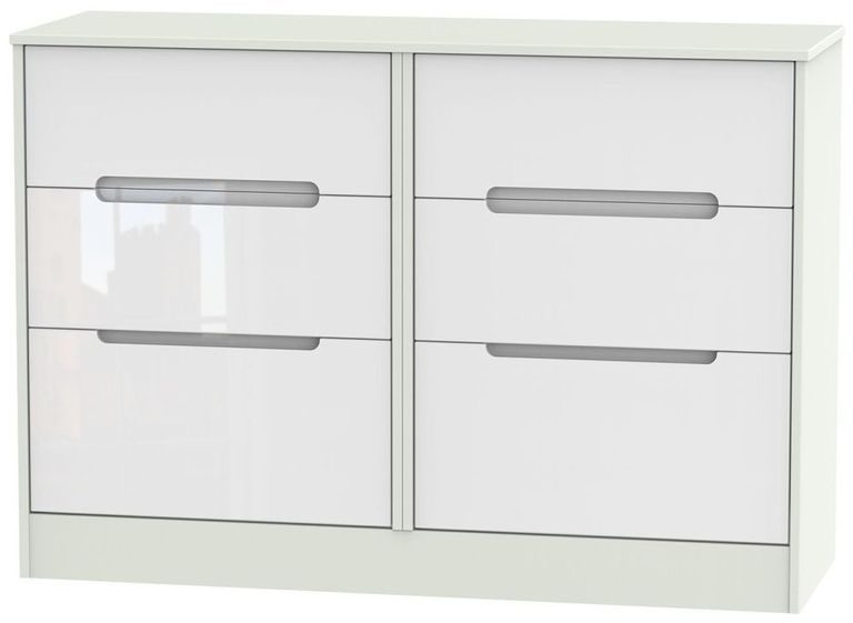 Monaco White Gloss and Cashmere 6 Drawer Midi Chest